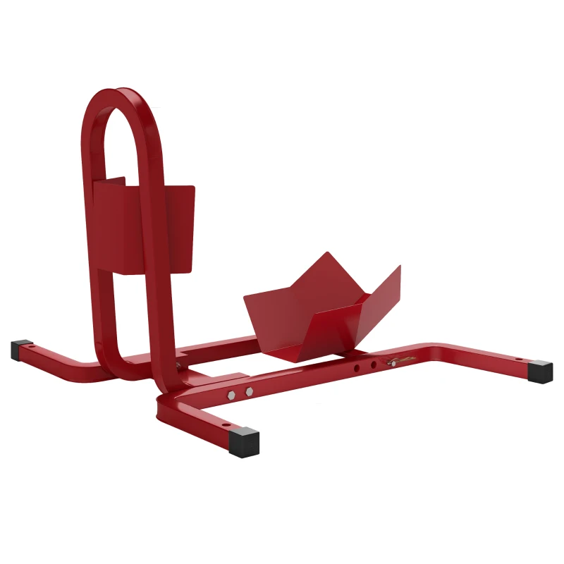 HOMCOM Suporte para Roda Dianteira de Moto Ajustável em 3 Níveis Carga 250 kg 60x55x43 cm Vermelho