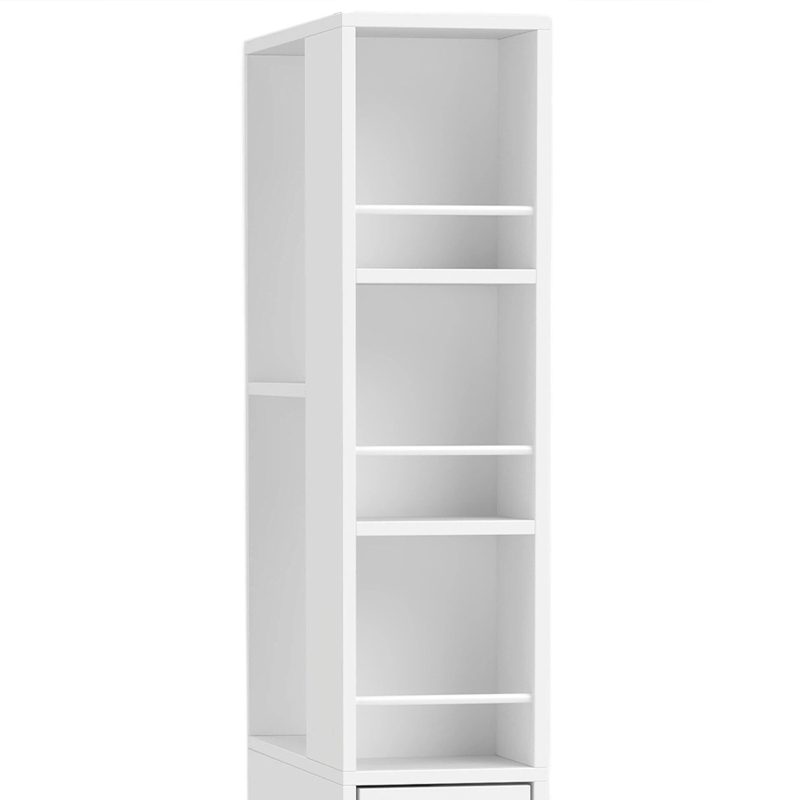 HOMCOM Smalle hoge badkamerkast, 135 cm badkamerkast met 2 lades, wit
