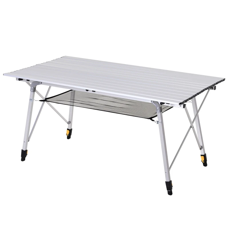 Outsunny picknick klaptafel, klaptafel, in hoogte verstelbare campingtafel, incl. Draagtas, aluminium, zilver, 120 x 70 x 58-73 cm, klaptafel, campingtafel, klaptafel, in hoogte verstelbaar draagtas aluminium | Aosom.de