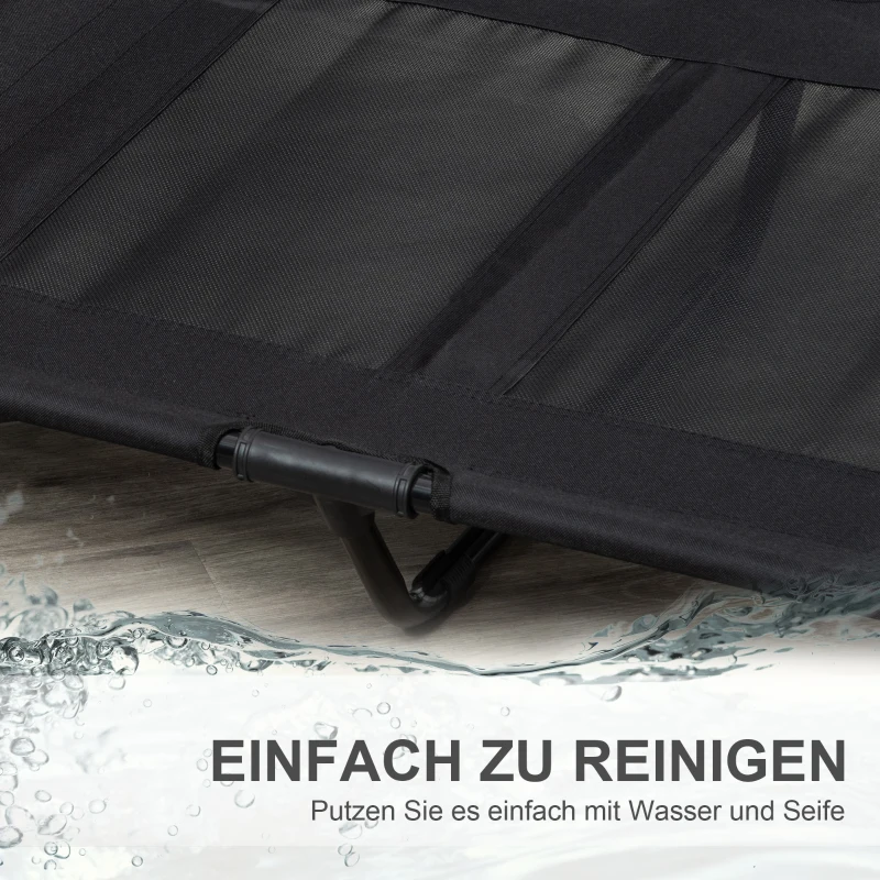 PawHut Hondenbed, Outdoor Hondenbed, inklapbaar, ademend, Zwart