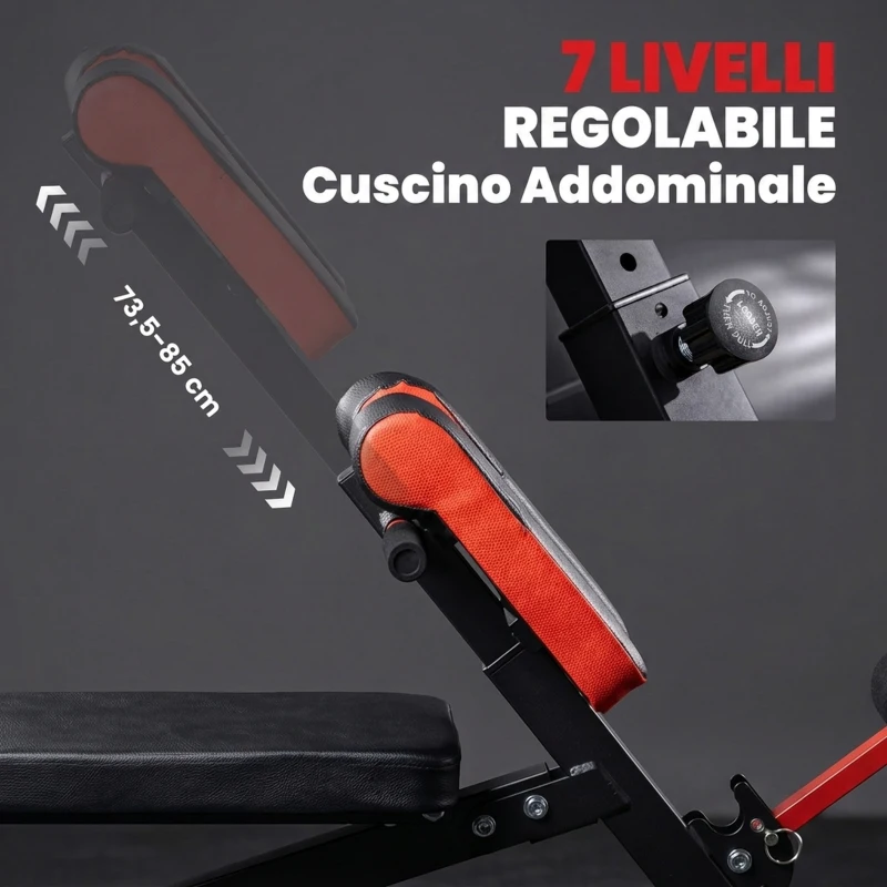 HOMCOM Panca Piana Multifunzione da Palestra Regolabile con 2 Reclinazioni, 4 Regolazioni del Piede, Nero