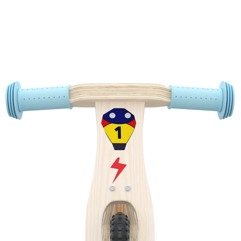 AIYAPLAY Kinderloopfiets 3-5 jaar, houten loopfiets tot 50 kg met EVA-wielen en verstelbare zitting, naturel