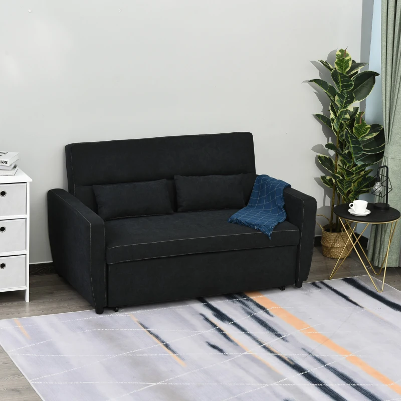 HOMCOM Slaapbank chaise longue slaapbank 2-zits bankstel in stof donkergrijs(m-2)