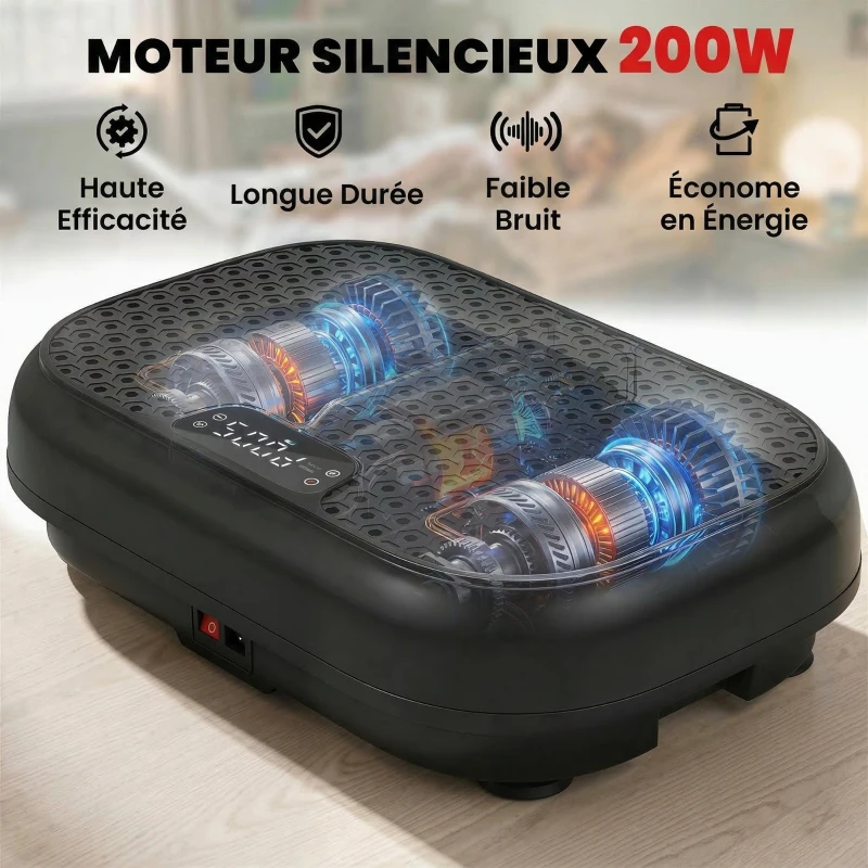 SPORTNOW Plateforme Vibrante Fitness Appareil de Musculation 200W Plaque Vibrante 120 Vitesse 5 Programmes Perte de Poids Noir