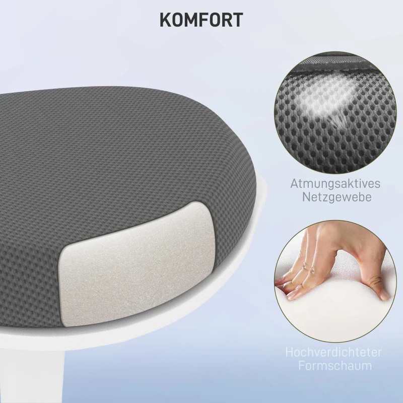 HOMCOM Wipkruk, Ergonomisch, Hoogte Verstelbaar, Tot 120 kg, 42,5x35,5x56,5-71,5cm, Grijs