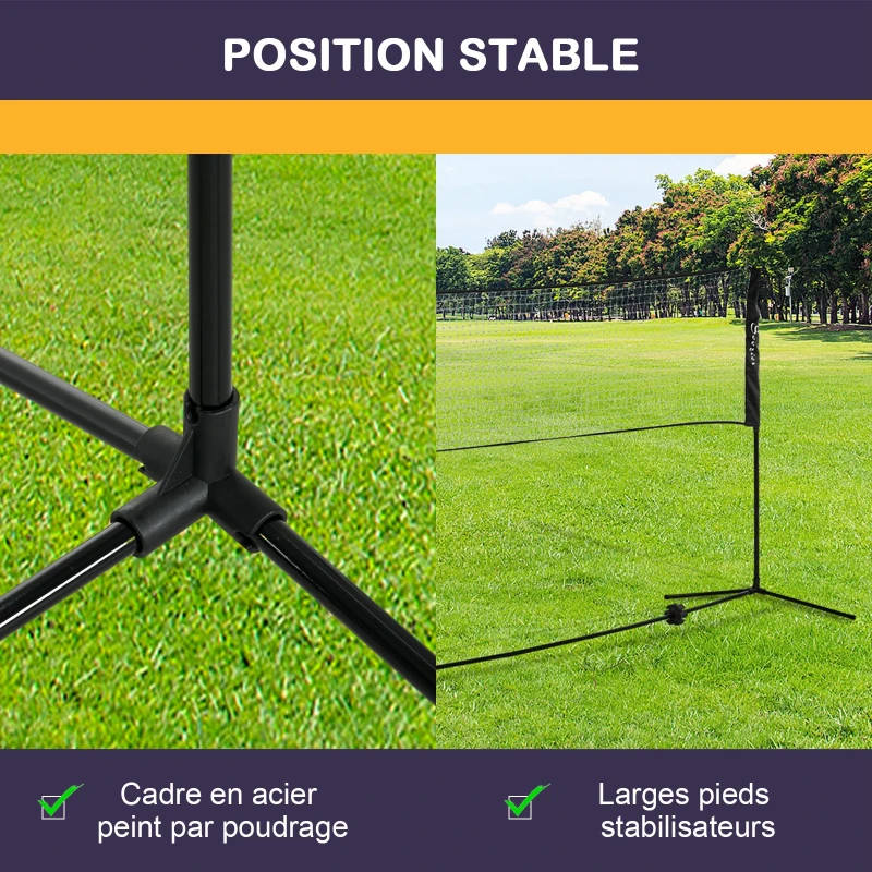 SPORTNOW Ensemble set complet de badminton, pickleball et volleyball, 3 en 1, jeux sport extérieur avec filet hauteur réglable