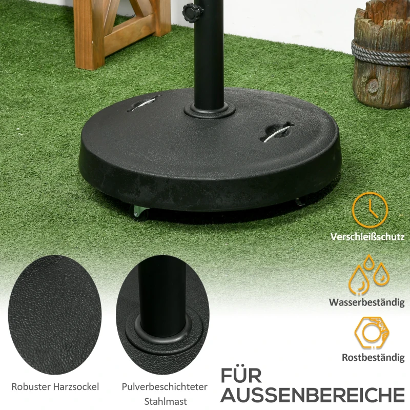 Outsunny Parasolvoet Parasolstandaard Parasolhouder, weerbestendig, met wielen, Ø53 x 41H cm, Zwart