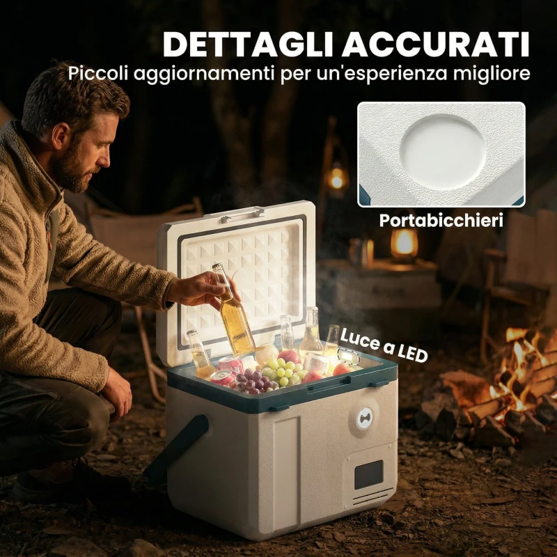 Outsunny Frigorifero Portatile per Auto da 19L con Compressore e Controllo App, 47x36.7x37 cm, Bianco