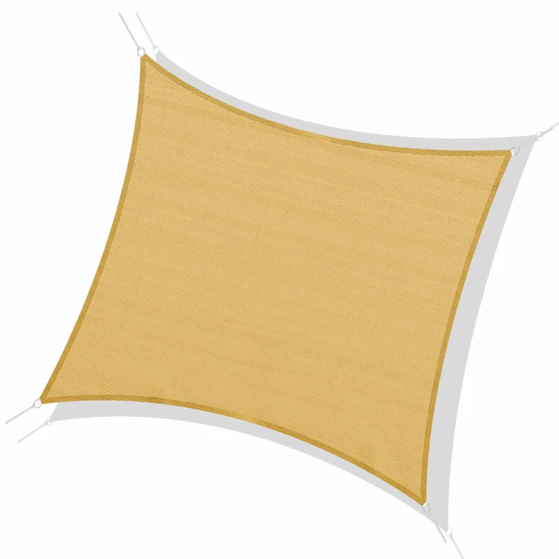 Outsunny Toldo Vela Cuadrado 3x3 m Vela de Sombra para Jardín Patio Terraza HDPE Anti UV y Transpirable Color Arena