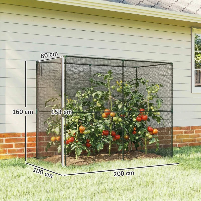 Outsunny Fruit Cage Bird Netting, Brassica Cage Plant Protection Tent with Zipped Door, Anti Bird, Insects, Small Animals, Black