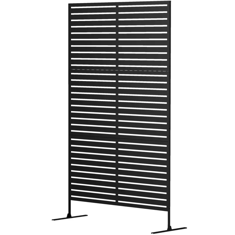 Outsunny Outdoor-Raumtrenner aus Metall, Lamellendesign, Dekorativer Raumteiler für Terrasse, Garten, Balkon, Schwarz