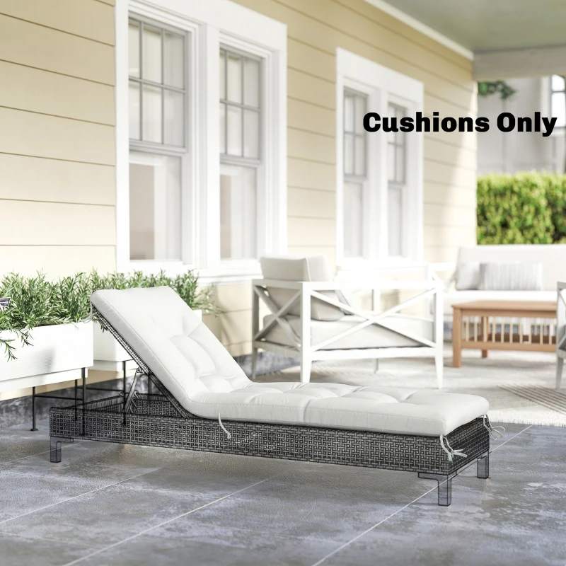 Outsunny Almofada para Banco Exterior com Tiras de Fixação Proteção UV50+ Recuperação Lenta Interior Exterior 198x65x13 cm Creme