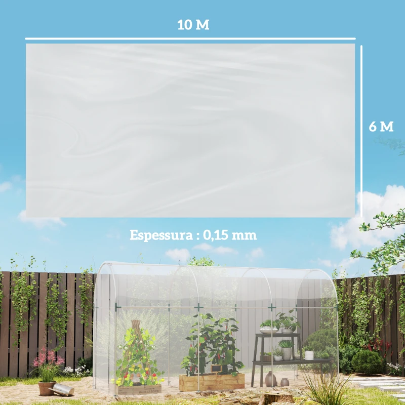 Outsunny Cobertura de Substituição para Estufa 6x10 m de Polipropileno para Horta Plantas Agricultura Jardim Tranparente