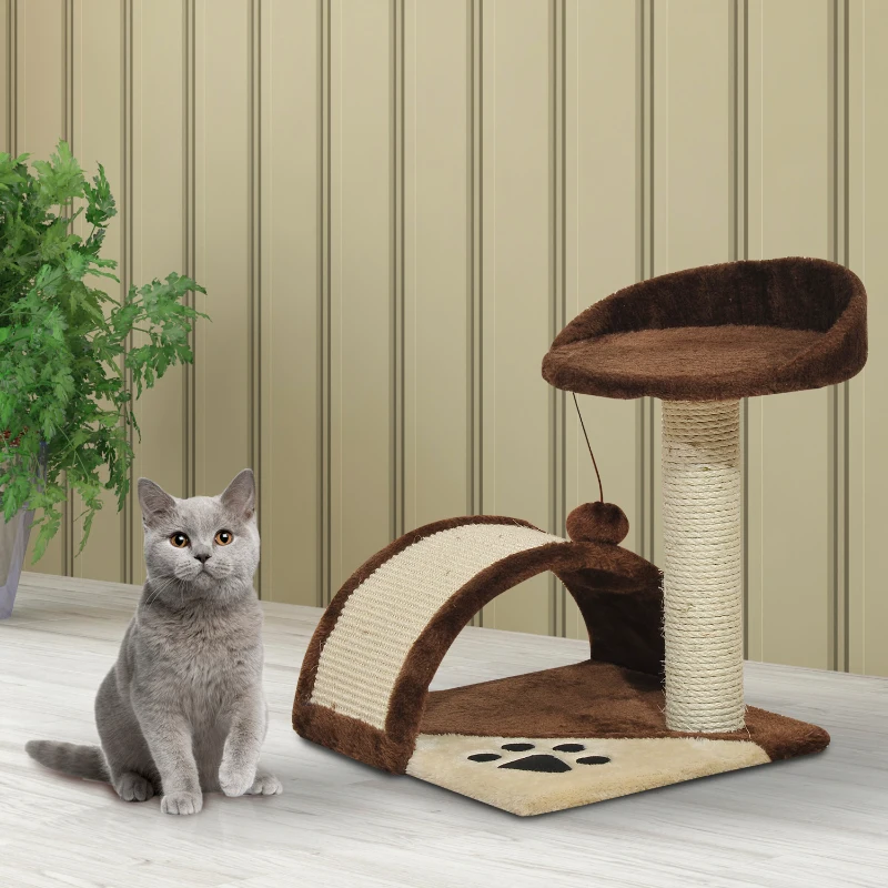 PawHut Albero Tiragraffi per Gatti per Gioco e Relax 35.5x37x46 cm Marrone