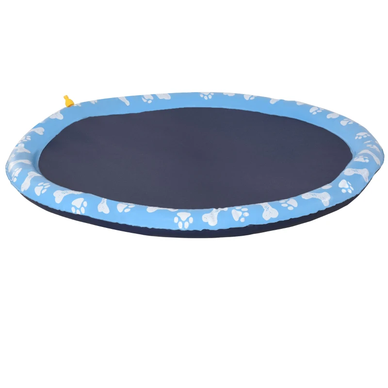 PawHut hondenbad, peuterbad, met watersproeier, rond, antislip, blauw, Ø150 cm