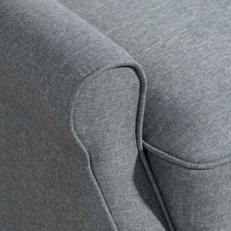 HOMCOM Poltrona Reclinabile 132° max in Tessuto Effetto Lino con Poggiapiedi, 74x84x102 cm, Grigio
