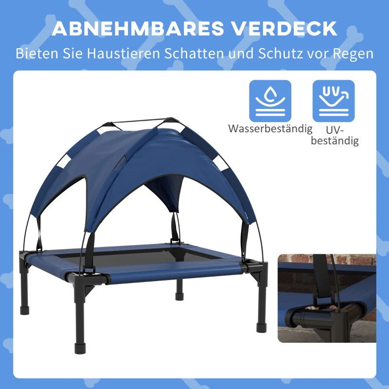 PawHut Hondenbed met Dak, Ademend, Waterafstotend, tot 20 kg, 76 x 61 x 69,5 cm, Donkerblauw