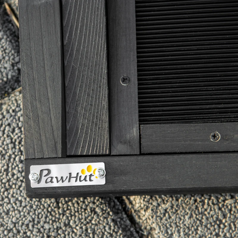 PawHut Rampa per Cani Pieghevole Antiscivolo in Legno con Maniglia Laterale, 43x165x6.5 cm, Nero