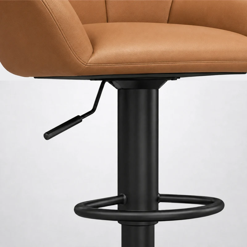 HOMCOM Bar Stools Adjustable Heights Breakfast Bar Stools Backrest Armrests Set of 2, Brown