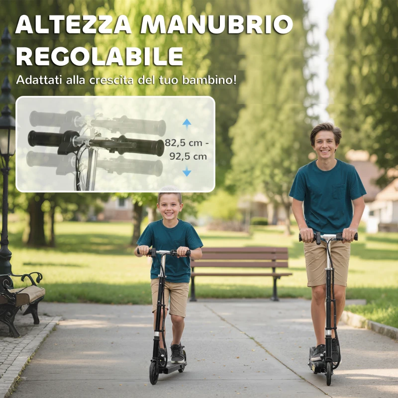 HOMCOM Monopattino Elettrico per Bambini Pieghevole da 120W, Velocità Max 12km/h, 74x36x69-91 cm, Nero