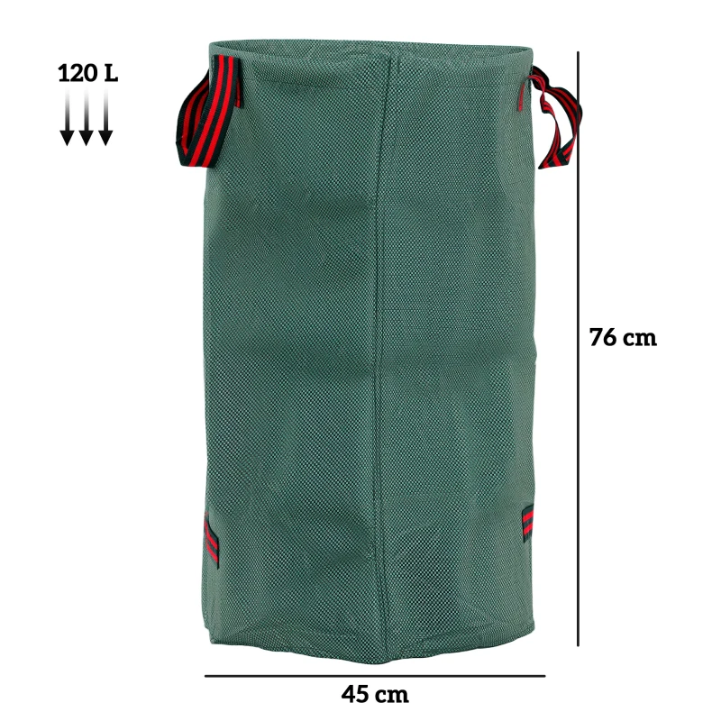 Outsunny 3x120L Waterdichte Tuinafvalzak met Handvatten, Robuust en UV Bestendig Groen