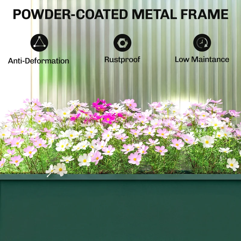 Outsunny Raised Planter, Metal Raised Garden Bed on Legs with Drainage Hole and Foot Covers, Green