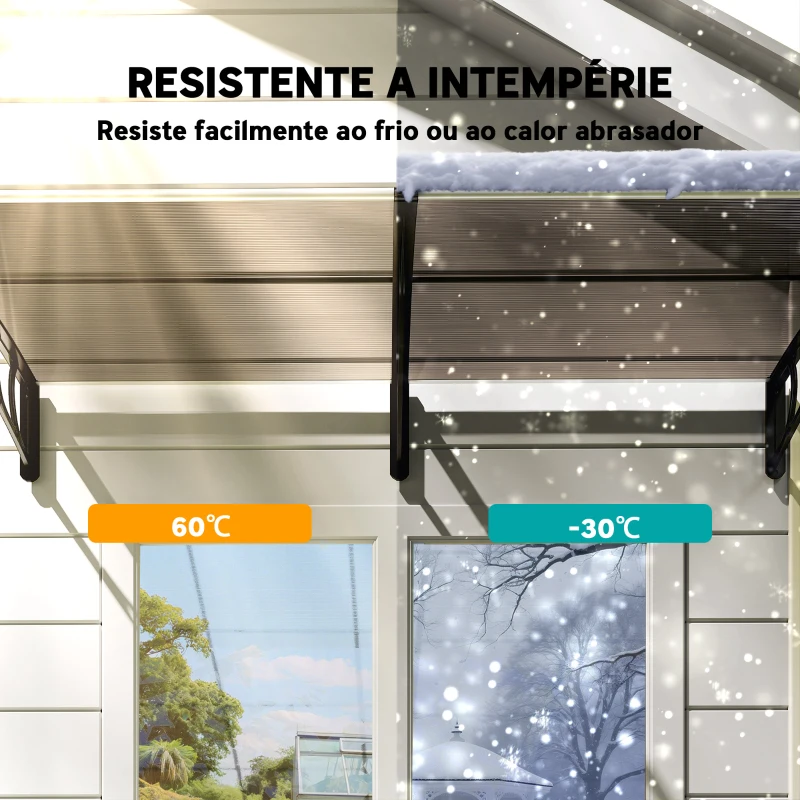 Outsunny Marquise Exterior para Portas e Janelas 200x96 cm com Barra de Liga de Alumínio, PP e Policarbonato, Castanho