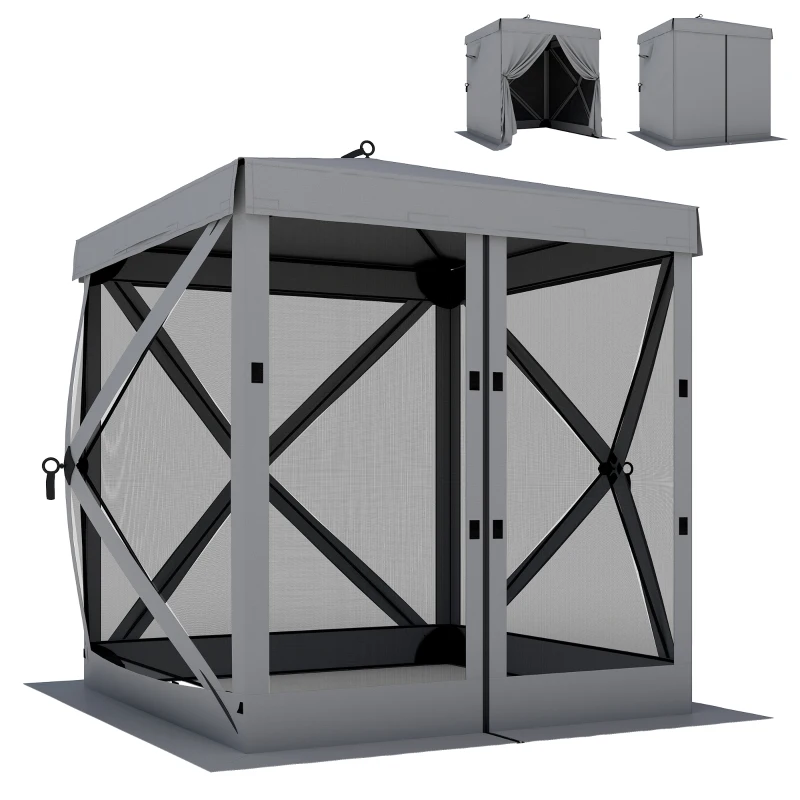 Outsunny Pavillon 1,85x1,85m Wasserdicht Stabil Winterfest Pop-up Faltpavillon mit 4 Mesh-Seitenteilen Tasche, UV 30+