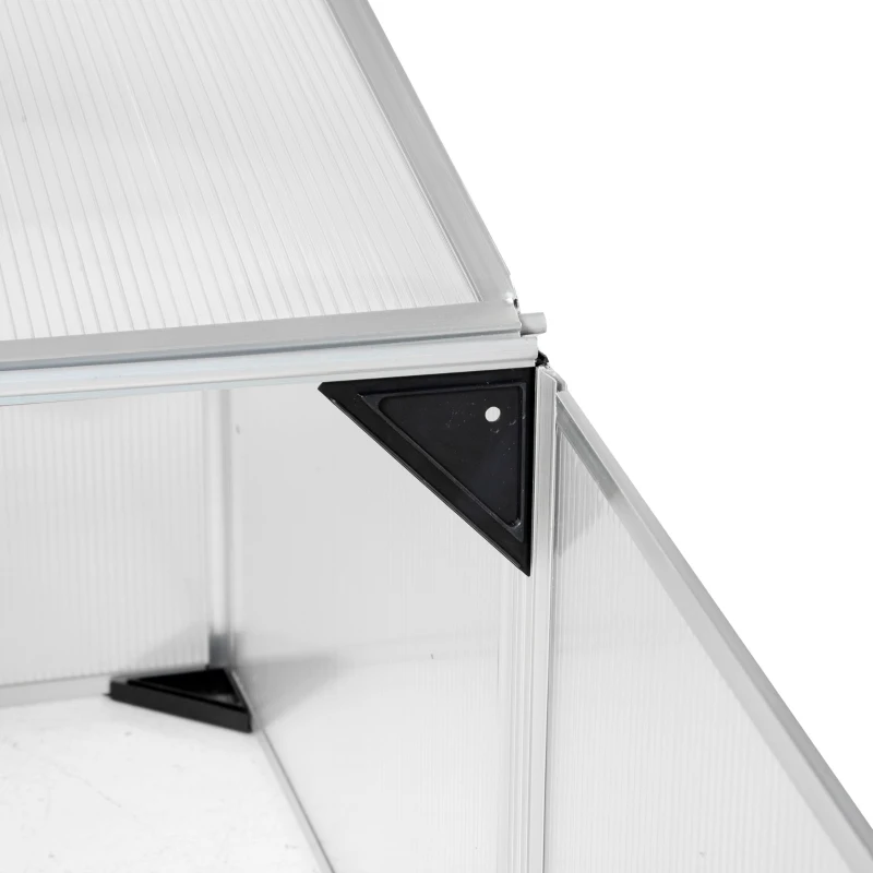 Outsunny Aluminium Cold Frame Greenhouse, Polycarbonate Grow House with Independent Opening Tops for Flower, Vegetable, Plants, 120 x 100 x 41cm, Silver