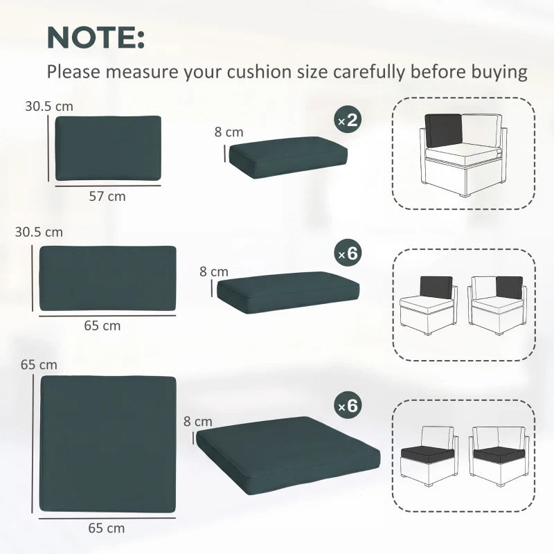 Outsunny Garden Rattan Sofa Cushion Polyester Cover Replacement Outdoor- No Cushion Included, Grayish Green