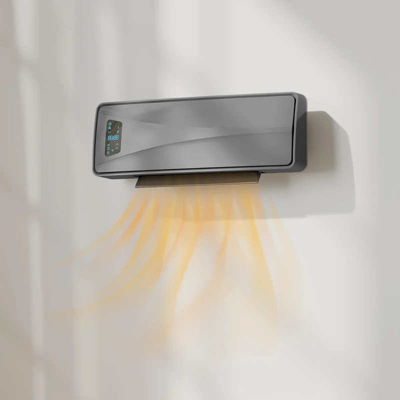 HOMCOM 2000W Ceramic Electric Heater with Fan, Adjustable Thermostat, Wall Mounted - Grey