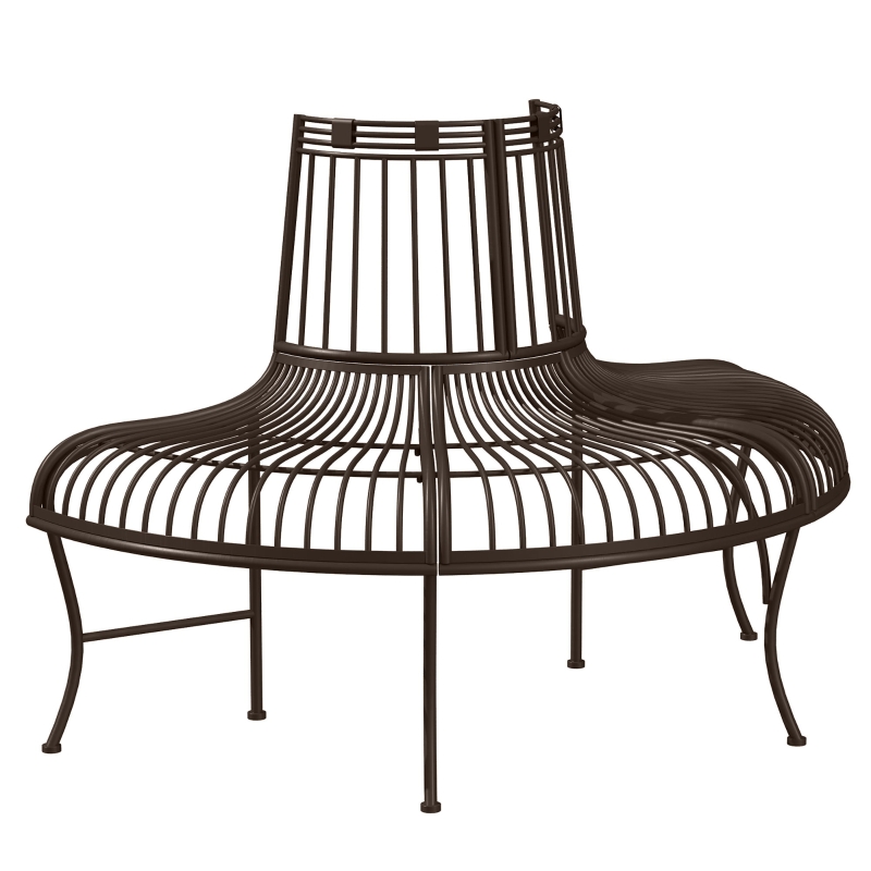 Outsunny Baumbank aus Metall halbrund Gartenbank Parkbank Sitzbank für Ø37cm Baumstämme 135 x 70 x 85 cm