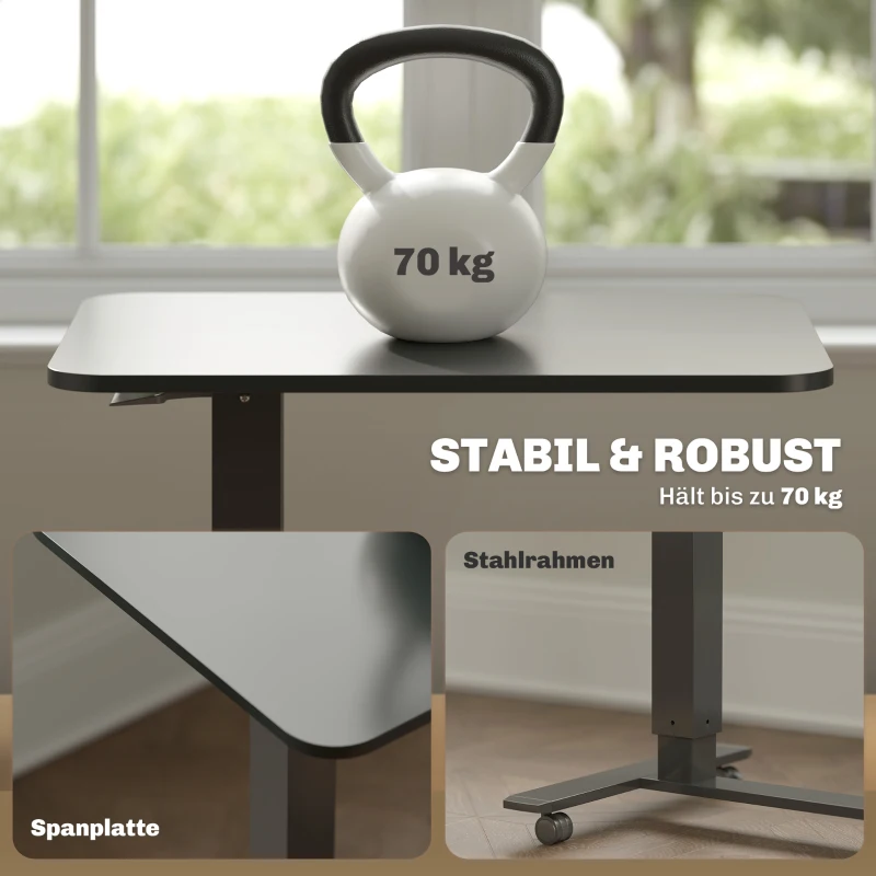 HOMCOM Sta-pult Hoogteverstelbaar incl. 4 Wielen C-vorm 65 cm x 48 cm x 70-110 cm Zwart