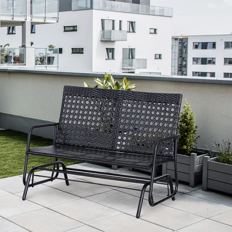 Outsunny Schaukelbank Gartenschaukel Gartenbank Sitzbank Schaukel 2-Sitzer Polyrattan