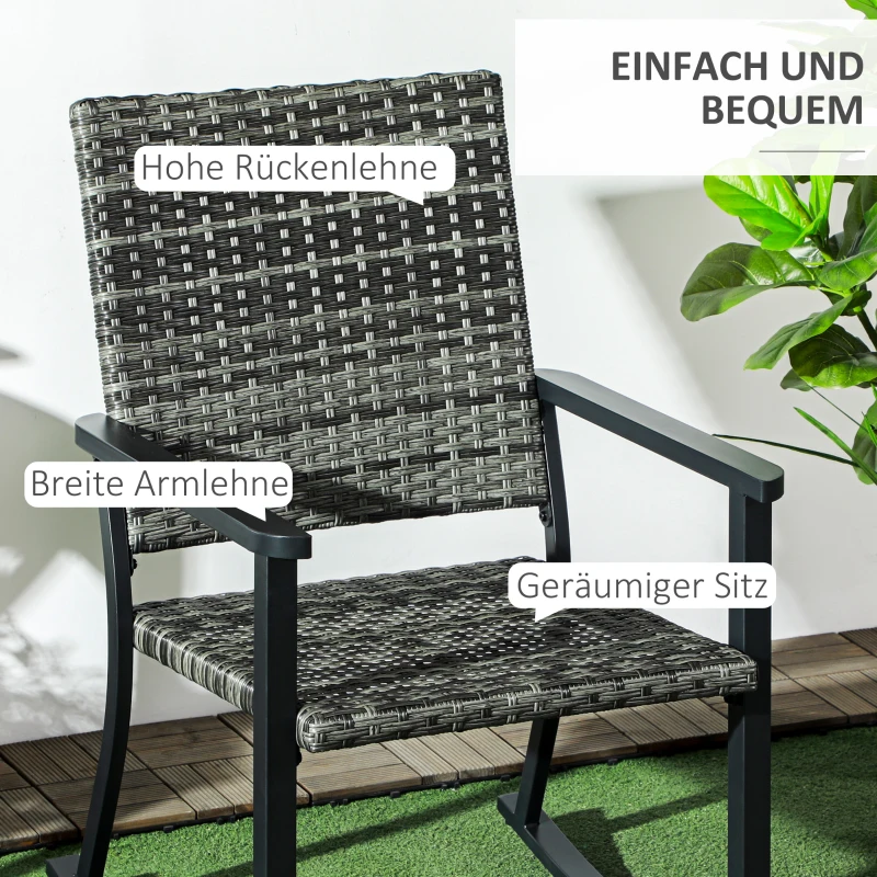 Outsunny Outdoor Schaukelstuhl, Rattanoptik, rostfreies Stahlgestell, 62 x 75 x 95 cm, Grau/Schwarz