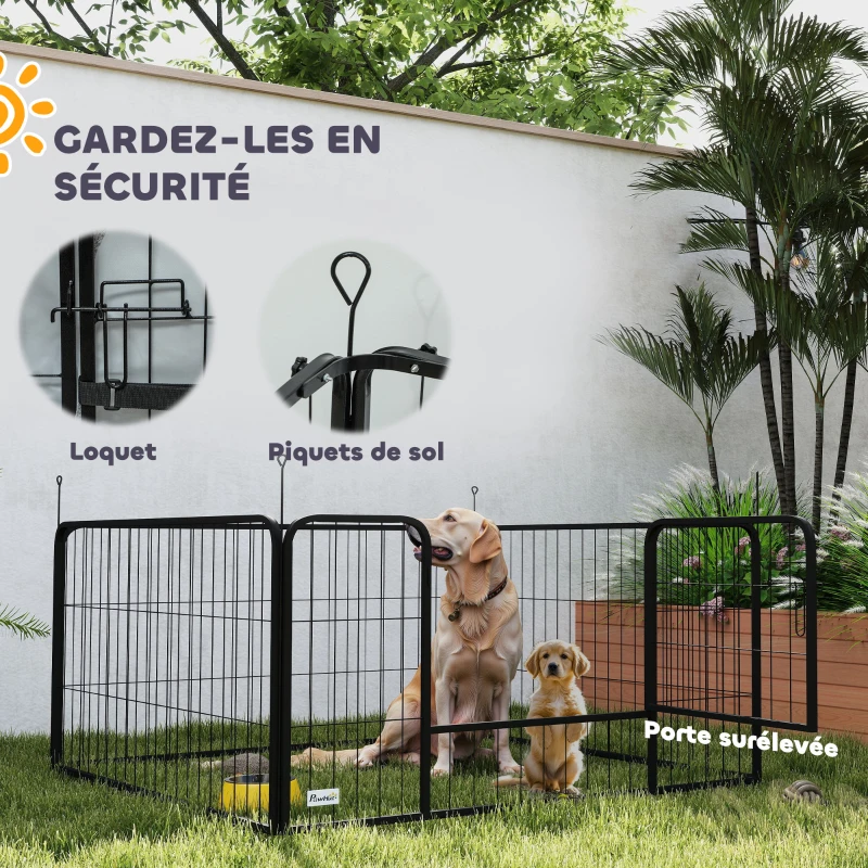 PawHut Parc de mise bas pour chien caisse de mise bas pour chiens avec porte tapis de propreté lavable 122 x 122 x 60 cm noir