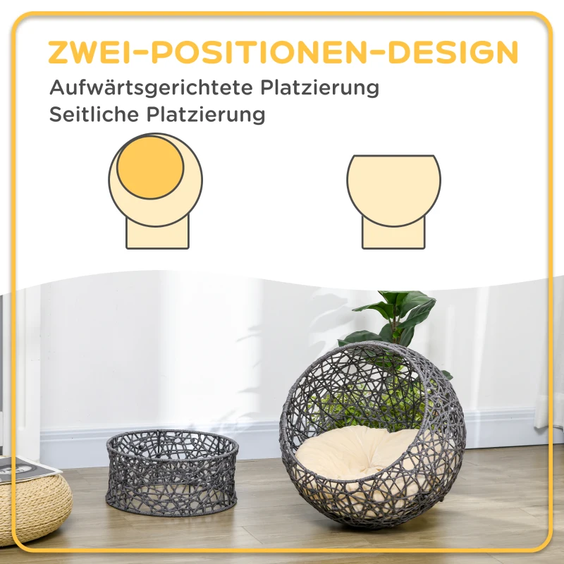 PawHut Kattenmand Kattenhut met Kussen Kattenhol Polyester Touw Paars(m-4)