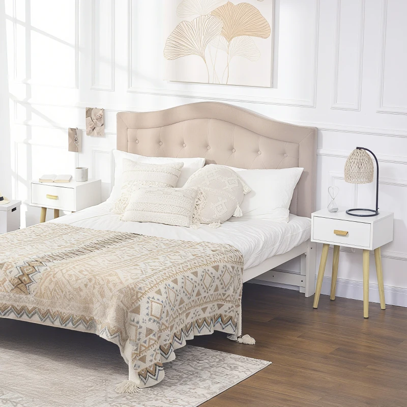 HOMCOM Conjunto de 2 Mesas de Cabeceira com Gaveta e Pés de Madeira Estilo Moderno 40,5x30,5x60cm Branco e Madeira