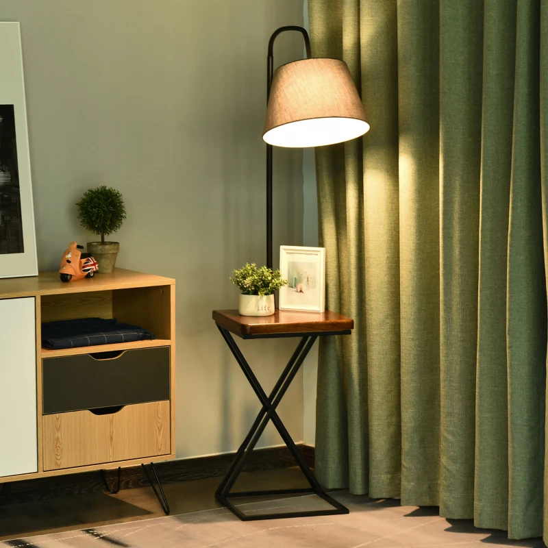 HOMCOM Lampada da Terra Moderna con Caricatore Wireless e Testa Flessibile per Soggiorno, Camera da Letto e Ufficio, 36x36x165 cm