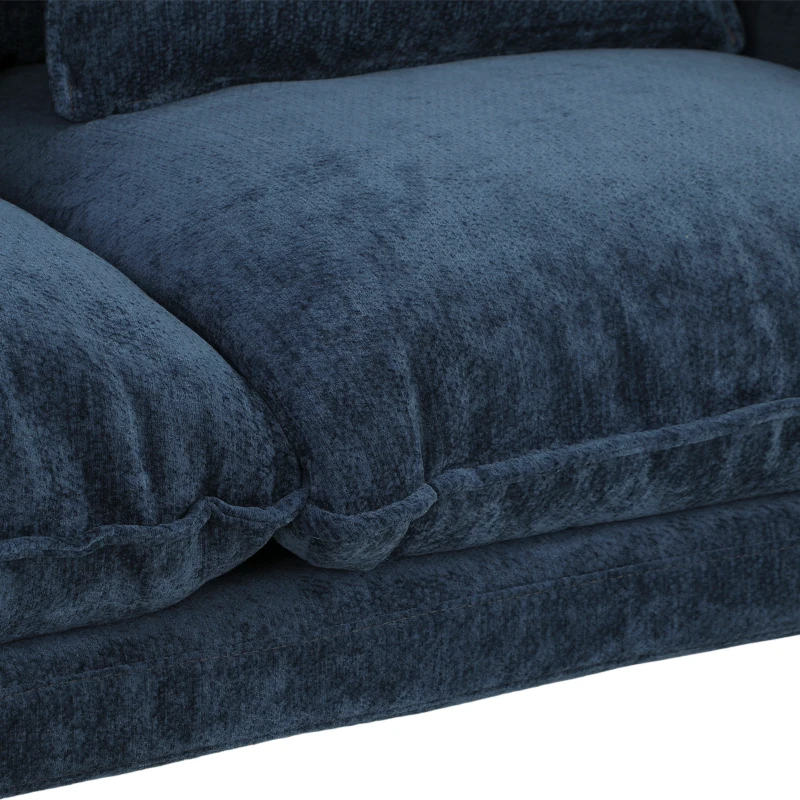 HOMCOM 2 Seater Sofa, Loveseat Sofa with Spring Cushions, Wide and Deep Seat, Wood Legs, Blue
