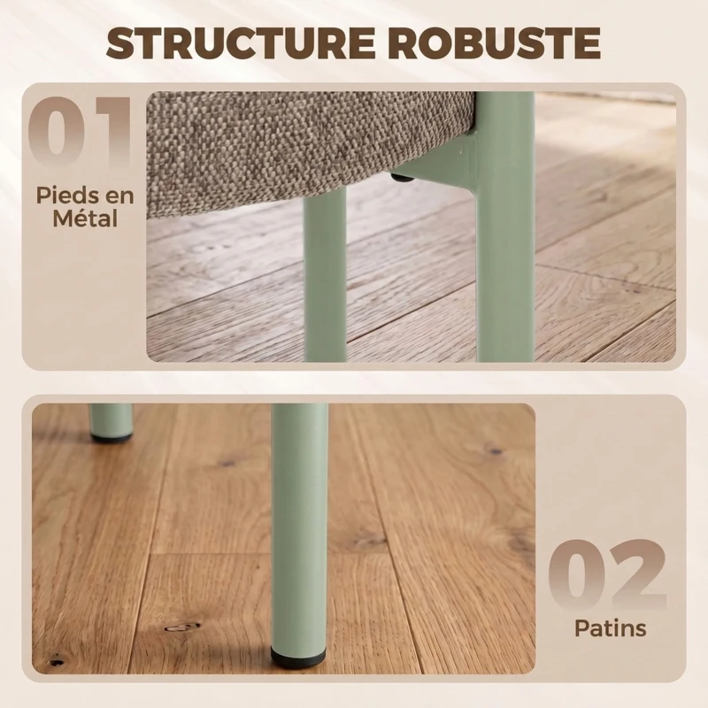 HOMCOM Lot de 4 Tabourets Empilables Ronds avec Assise Rembourrée, sans Dossier, Gain de Place, 45 x 45 x 47,5 cm, Marron Cair