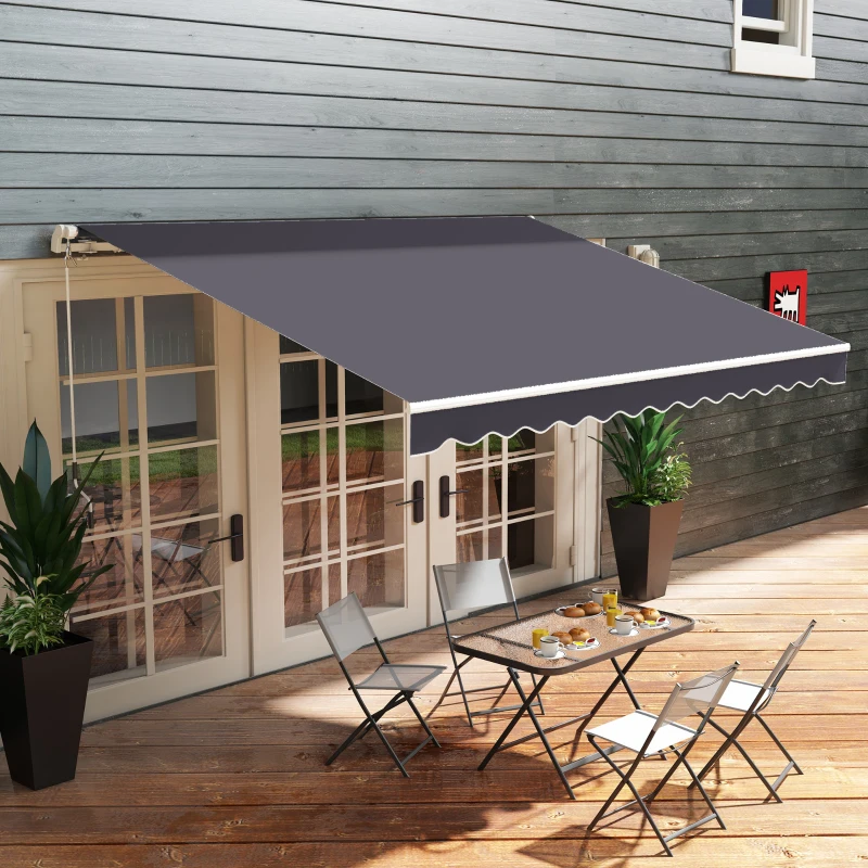 Outsunny Telo di Ricambio per Tenda a Bracci Retrattile in Poliestere Anti UV da 3.6x3 m, Grigio