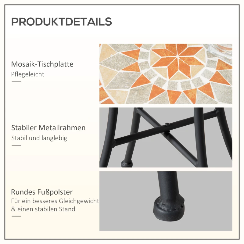 Outsunny Ø35,5 cm bijzettafel tuintafel weerbestendig mozaïek voor tuinbalkon