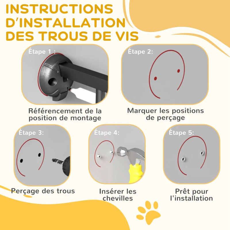 PawHut Barrière pour chien en acier à 3 panneaux pliante double verrouillage et porte intégrée pour porte et escalier blanc