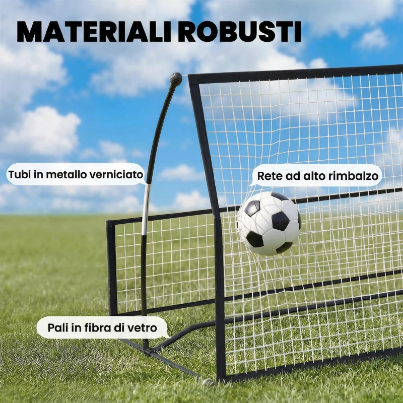 SPORTNOW Rete da Rimbalzo Portatile 2-in-1, Doppio Lato e Pieghevole