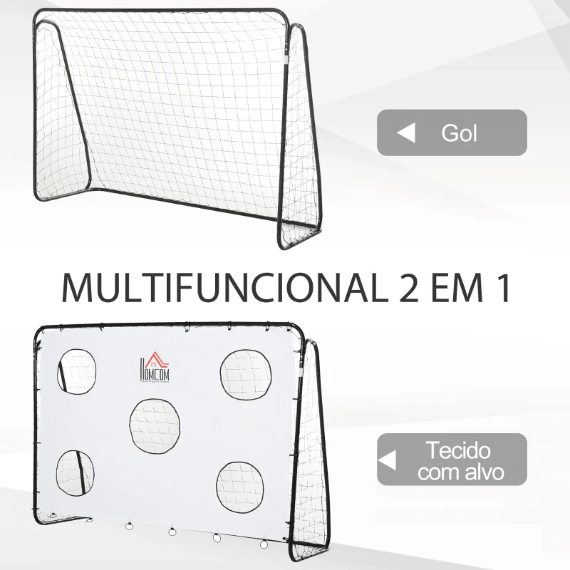 HOMCOM Baliza de Futebol para Crianças com Lona de Precisão e Ponteria para Treino e Aperfeiçoamento 240x88x174 cm Branco