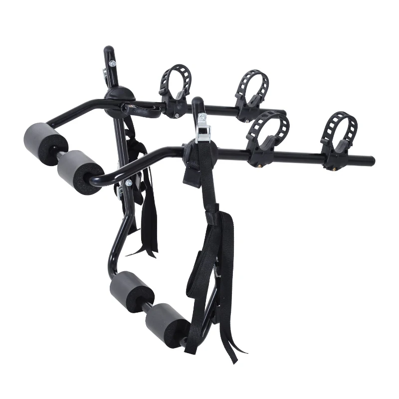 HOMCOM Porte-vélo pour 2 vélos - installation sur hayon - 6 sangles de sécurité - pliable - acier noir