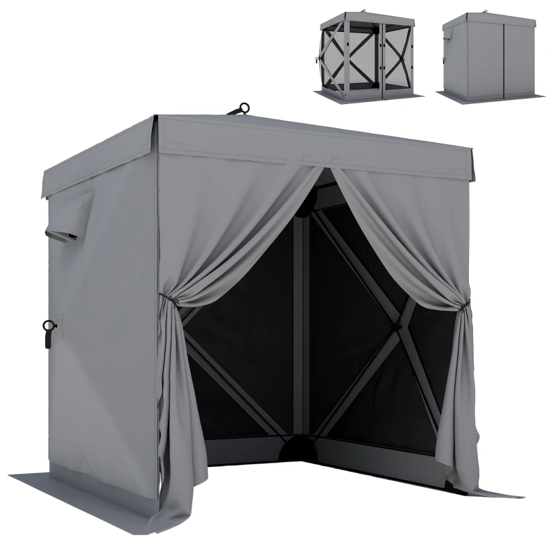 Outsunny Pavillon 1,85x1,85m Wasserdicht Stabil Winterfest Pop-up Faltpavillon mit 4 Mesh-Seitenteilen Tasche, UV 30+