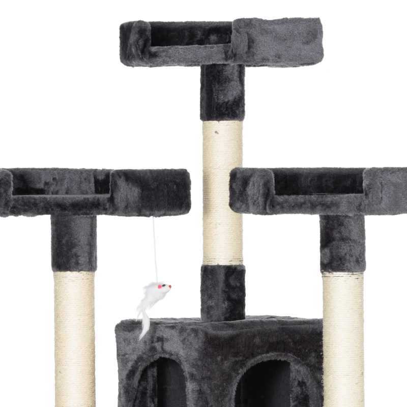 PawHut kattenboom krabpaal kattenkrabpaal klimboom sisal trap 170 cm beige/grijs