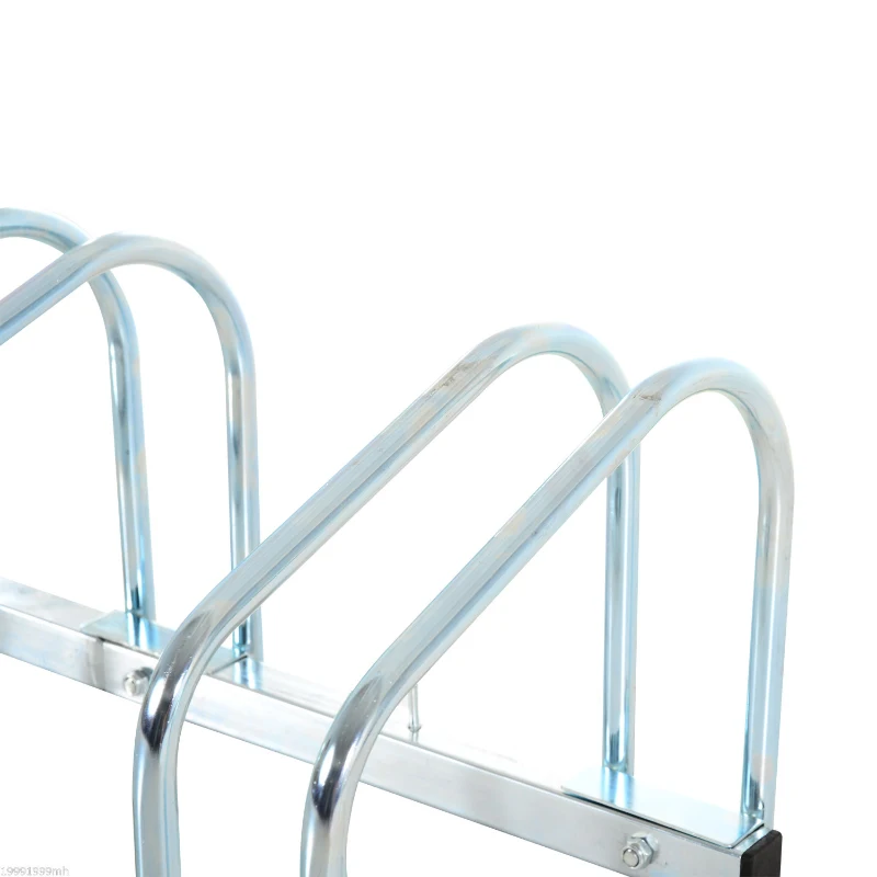 HOMCOM Estacionamento para 3 Bicicletas Suporte de Aço para Estacionar Bicicletas no Chão para Interior e Exterior 76x33x27cm Prata